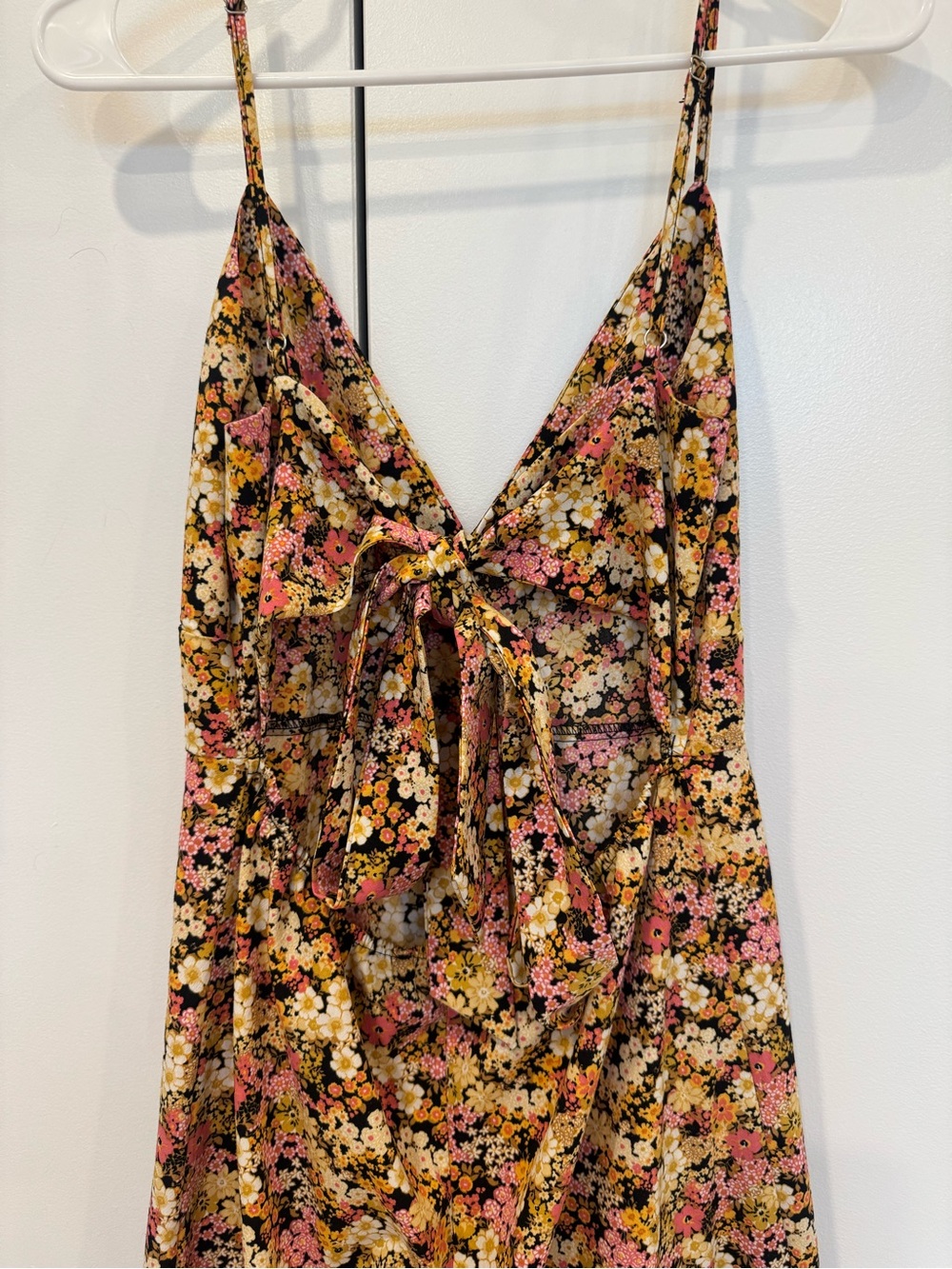 Forever 21 Pink and Yellow Floral Slip Midi Dress - Picture 3 of 4